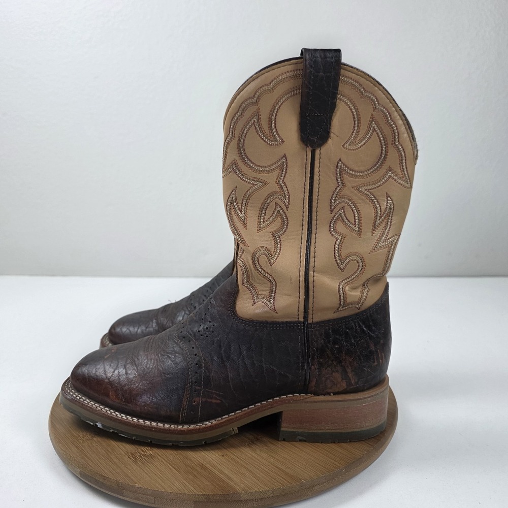 Double-H Boots Mens Size 9.5 Brown Leather Western Cowboy Square Toe Work DH4305